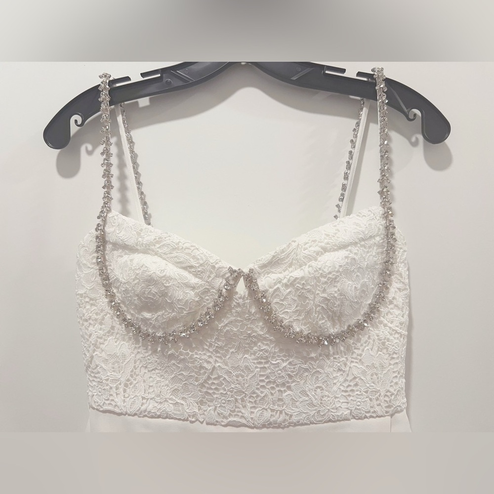 NWT US4 Self-Portrait White Lace Bodice Mini Dress - Picture 8 of 11